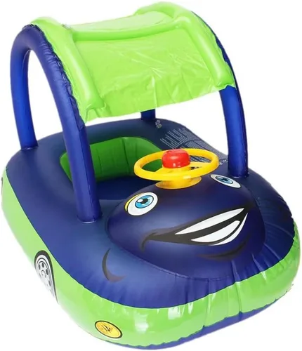 Flotador de piscina para bebé con dosel de verano, volante, sombrilla de natación, anillo de natación para automóvil, juguetes inflables, asiento