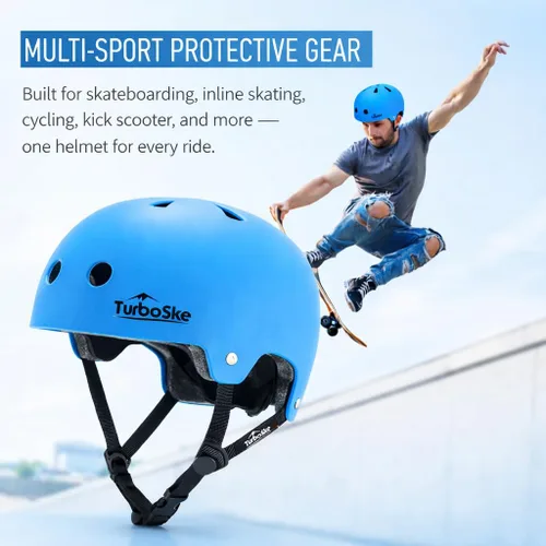 Miniatura 6 de Casco de patineta, casco BMX, casco multideporte, casco de bicicleta para niños, jóvenes, hombres, mujeres Azul