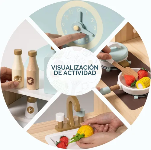 Miniatura 4 de ROBOTIME Cocina de madera para niños, juego de cocina de juguete para niños, juego de cocina con muchas características de juego, juego de cocina