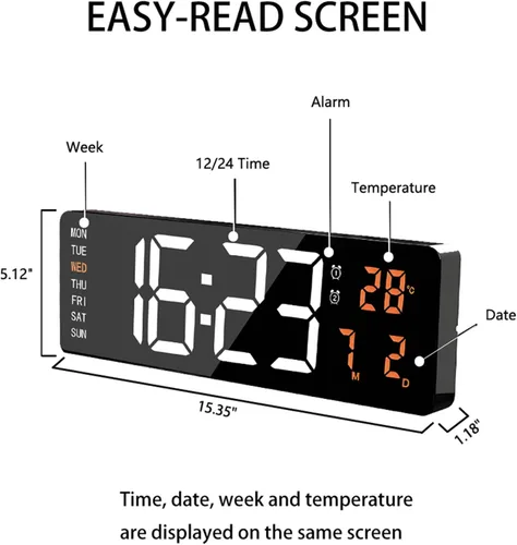 Miniatura 3 de Reloj de pared digital grande de 16 pulgadas, temporizador de cuenta regresiva con control remoto, alarma, reloj de pared con atenuación automática