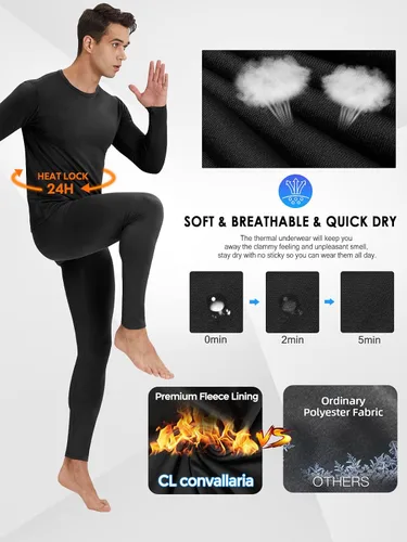 Miniatura 7 de CL - Ropa interior térmica para hombre, paquete de 2 unidades, suave y cálida, capa base para clima frío