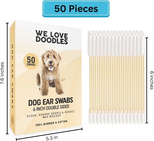 Miniatura 7 de We Love Doodles Hisopos largos de algodón para orejas de perro, hisopos de algodón de doble cara para perros, herramienta de bolas limpiadoras