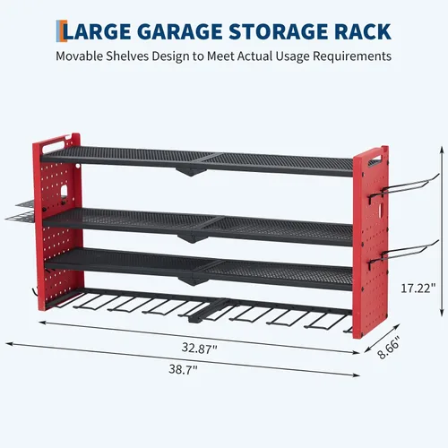 Miniatura 4 de GarveeTech Organizador de herramientas eléctricas, soporte de pared para taladro, estante de garaje resistente de 4 capas con cargas de metal de 400