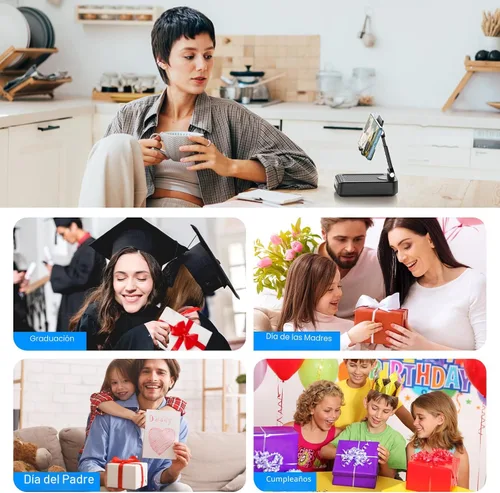 Miniatura 7 de TechGlow Soporte plegable para teléfono celular con función de carga de altavoz Bluetooth, soporte giratorio de 360°, regalos de cumpleaños