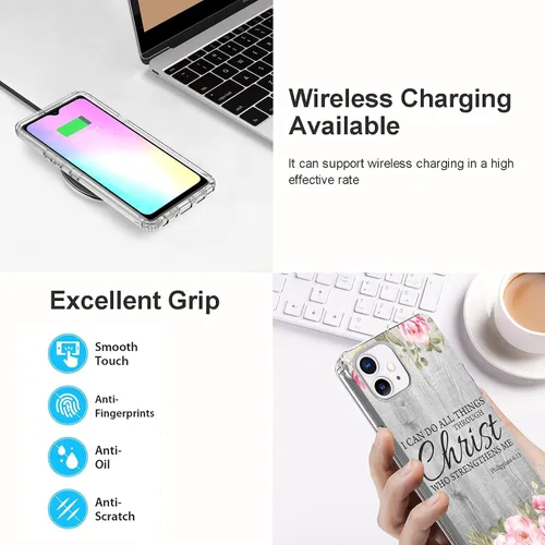 Miniatura 5 de Rossy Funda para iPhone 11, transparente con doble capa transparente híbrida de TPU suave TPU duro PC a prueba de golpes funda protectora para Apple