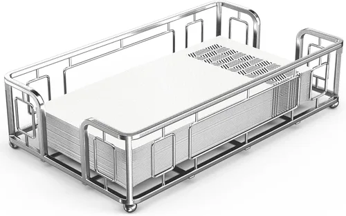 Miniatura 18 de Servilletero para mesa – Dispensador de servilletas vertical de hierro plateado para servilletas de papel, dispensador de servilletas para cocina