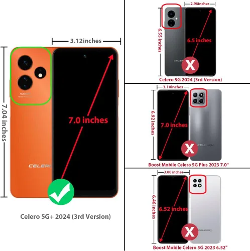 Miniatura 2 de TJS Funda compatible con Boost Mobile Celero 5G + Plus 2024 (3ª versión), protector de pantalla de vidrio templado, híbrido a prueba de golpes