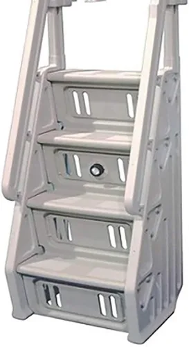 Miniatura 6 de Vinyl Works IN Deluxe - Escalera de piscina ajustable sobre el suelo, de 32 pulgadas, color gris pardo