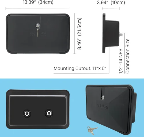 Miniatura 6 de Kit de Caja de Ducha Exterior para RV al Aire Libre para RV, Cámper, Camioneta, Remolque de Viaje, Autocaravana y Barco, Negro