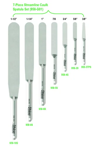 Miniatura 8 de Albion Engineering 958-G01 Streamline Juego de Espátulas para Calafatear de 7 Piezas, Un Paquete, Acero Inoxidable (Paquete de 7)