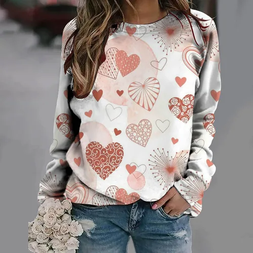 Miniatura 35 de Sudadera de manga larga con estampado de leopardo y corazón para mujer, para el día de San Valentín, sin botones, para niñas, regalos