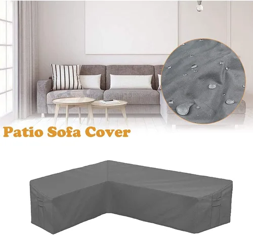 Miniatura 2 de Funda para sofá de patio, funda para muebles seccionales en forma de L, resistente al agua, protector de sofá de jardín con correa de hebilla y asa