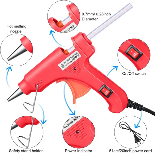 Miniatura 3 de Zhengmy Mini pistola de pegamento caliente de 16 piezas con 40 varillas, manualidades, pistolas de pegamento caliente, kit de reparaciones de alta