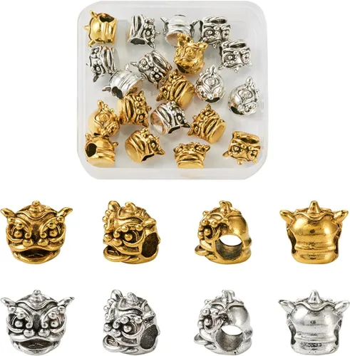 Miniatura 22 de FASHEWELRY Cuentas espaciadoras de forma animal de metal tibetano Elefante de plata antigua