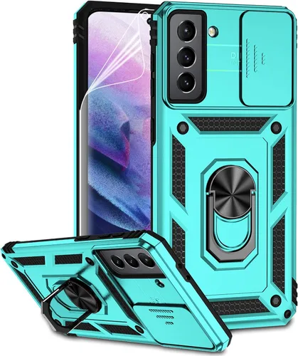 Miniatura 11 de Funda para Samsung Galaxy S21 con cubierta para lente de cámara, protector de pantalla HD, doble capa de grado militar, probada contra caídas