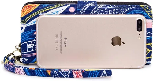 Miniatura 146 de Cartera de mano para mujer, estilo bohemio, con RFID, elegante, espaciosa con correa para viajes, capacidad para tarjetas, teléfono, dinero