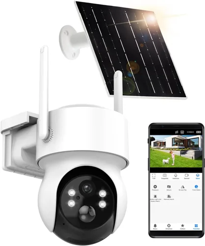 Cámara de seguridad solar inalámbrica de 4MP para exteriores, cámara PTZ de vigilancia doméstica WiFi 2K con reflector, detección humana, alarma de