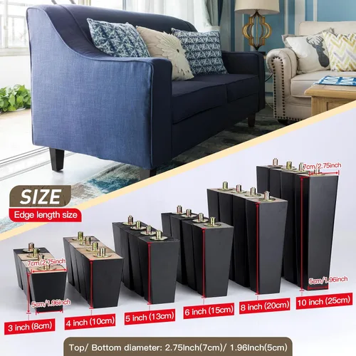 Miniatura 4 de Juego de 4 patas de madera para muebles de 3 pulgadas, patas de madera para sofá, sofá, patas de repuesto modernas de mediados de siglo para mesita