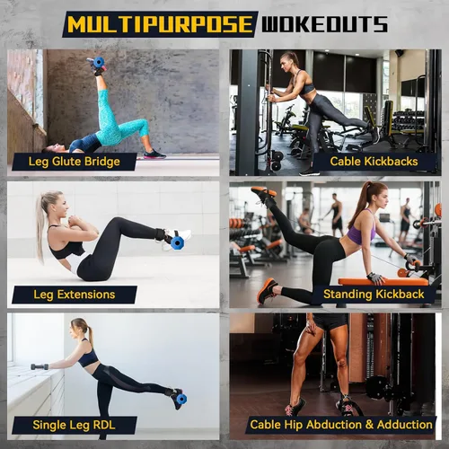 Miniatura 7 de Correas de tobillo para máquina de mancuernas y cables, accesorio de pie con mancuernas para gimnasio con correa de nailon más larga/junta
