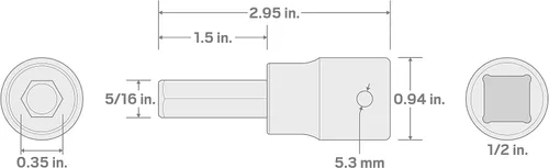 Miniatura 4 de TEKTON SIB22208 - Juego de 2 llaves de vaso de impacto hexagonal de 1/2 pulgada x 5/16 pulgadas