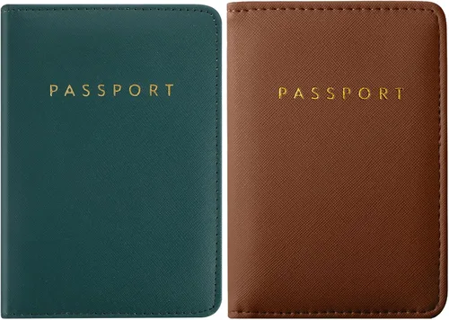 Miniatura 14 de 2 piezas de funda de pasaporte para viaje, impermeable, de cuero, cartera, libro de viaje, artículos esenciales para crucero para mujeres y hombres