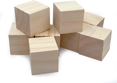 Miniatura 3 de Bloques de madera para manualidades, cubos de madera sin terminar, bloques de madera natural de 2 pulgadas, paquete de 8 bloques cuadrados