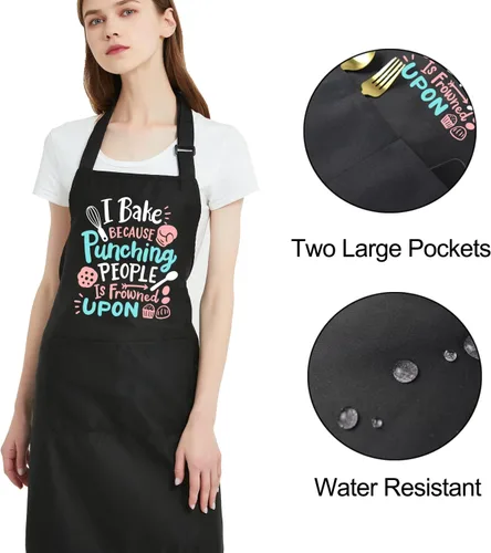 Miniatura 6 de Divertidos delantales para hornear para mujeres con bolsillos, delantal de cocina con restistante de agua para hombres, regalo de cumpleaños