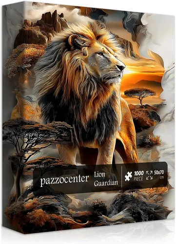 Majestic - Rompecabezas de 1000 piezas de león para adultos, rompecabezas de animales de montaña de naturaleza, rompecabezas de paisaje y bosque,
