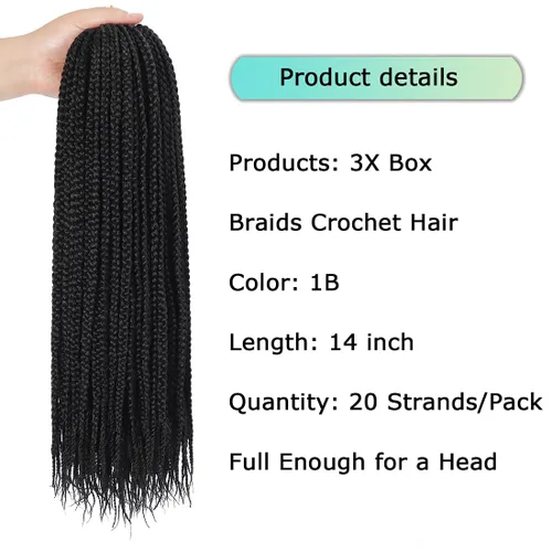 Miniatura 4 de Trenzas de caja de crochet pre-anilladas Goddess, trenzas de crochet, trenzado de cabello 7 paquetes 3x cabello de crochet (35,6 cm, 1B)