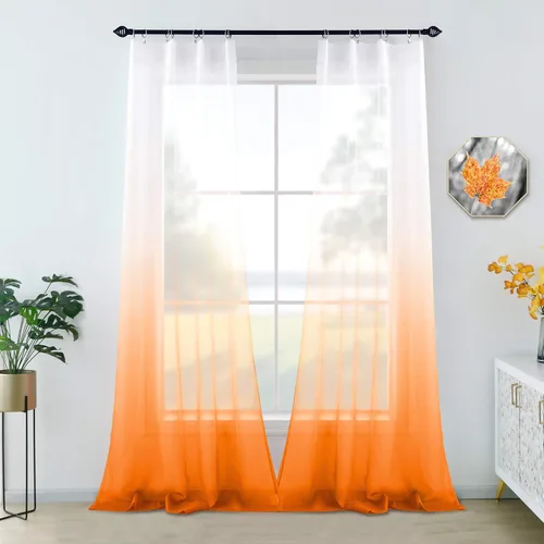 Miniatura 15 de KOUFALL Cortinas de ventana de baño para ducha, juego de 2 paneles de cortinas cortas transparentes en blanco y negro para cocina, dormitorio