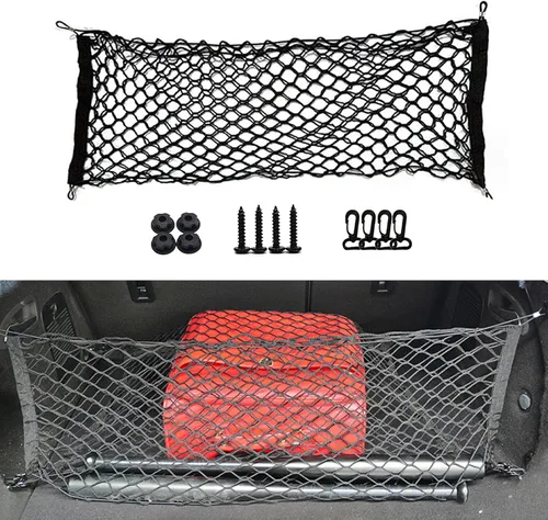 QODOLSI 1 red de equipaje para maletero de automóvil, 3.6 pies x 1.3 pies, red elástica ajustable de almacenamiento de carga para camión con