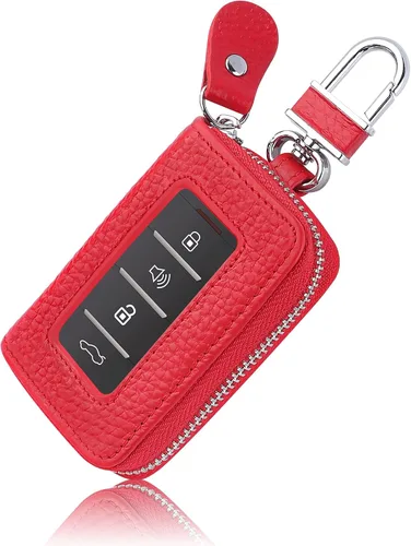 Miniatura 8 de Funda para Llavero de Coche para Reemplazar Funda Antigua, Funda para Llave de Coche de Cuero Genuino con Anillo para Llaves y Llavero (Negro)
