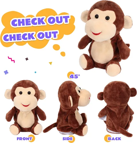Miniatura 5 de Easfan Talking Monkey Repeat What You Say - Peluche eléctrico de peluche divertido interactivo para hablar, regalos de cumpleaños para niños