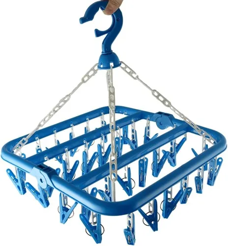 Clip and Drip Hanger Percha de ropa Estante de secado 32 clips (azul)