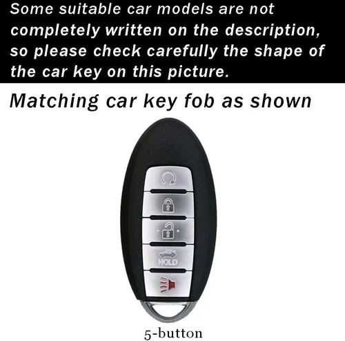 ontto Funda para llave de coche para llavero Nissan, funda de 5 botones con llavero de cuero Keychian, carcasa de metal para Livina NV200 Tiida Negro