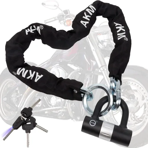 AKM Candado de cadena para bicicleta de 47.2 in/4 pies, resistente, duradero, 0.472 in de grosor, antirrobo, cadena de bicicleta con 4 teclas de