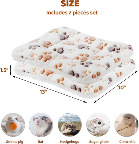 Miniatura 4 de Amakunft Tapete de cama lavable de conejillo de indias, 2 piezas, almohadilla de invierno de conejo para interiores, colchones cálidos de cama