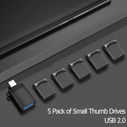 Miniatura 6 de EASTBULL 2GB USB 2.0 Small Flash Drives 5 Pack with A USB-C Adapter, FAT32 Mini USB Drives Small Thumb Drives 2 GB for Data Storage