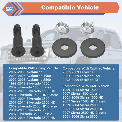 Miniatura 3 de 2 piezas de cerrojo para puerta trasera compatible con Chevy Cadilac GMC Vehicle 1999-2014 Avalanche Silverado, 2002-2009 Escalade, 1999-2014 Sierra