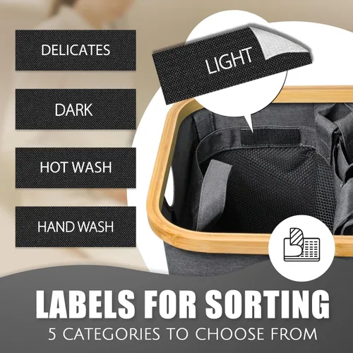 Miniatura 5 de Cesta de lavandería con tapa, Bathola, cesta extra grande de 145L, cestas de 3 secciones para ropa sucia, organizador de cestas divididas para Gris