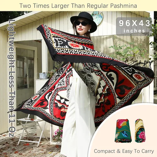 Miniatura 51 de DANA XU Manta de pashmina extragrande 100% de lana merina, bufanda de viaje, bufanda de cachemira para mujer, otoño e invierno, chal de gran