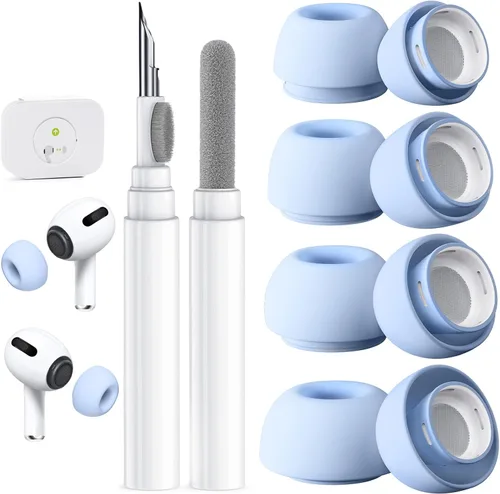 Miniatura 40 de 4 pares de puntas de repuesto para AirPods Pro 2ª/1ª generación con kit limpiador, orificio de reducción de ruido y pantalla protectora contra