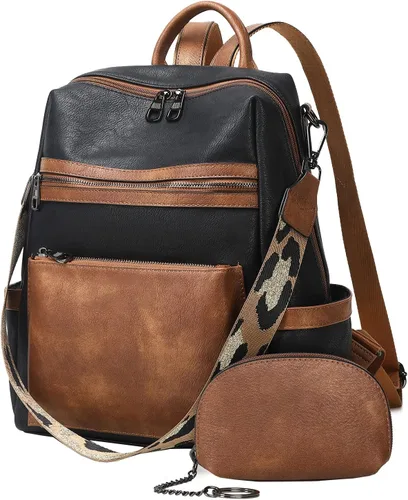Miniatura 18 de AGLOD mochila de cuero para mujer, bolso de diseñador para damas, con correa para el hombro, bolso de trabajo de imitación, bolsos de mano