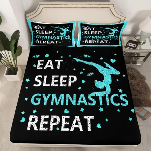 Miniatura 27 de Erosebridal Sábana bajera ajustable de gimnasia con bolsillo profundo para niñas y niños, tamaño individual, juego de ropa de cama deportiva