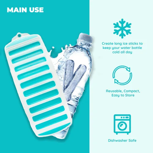Miniatura 3 de Jacent Bandeja reutilizable de silicona y plástico para cubitos de hielo, cubos de hielo fáciles de empujar y reventar para botella de deportes