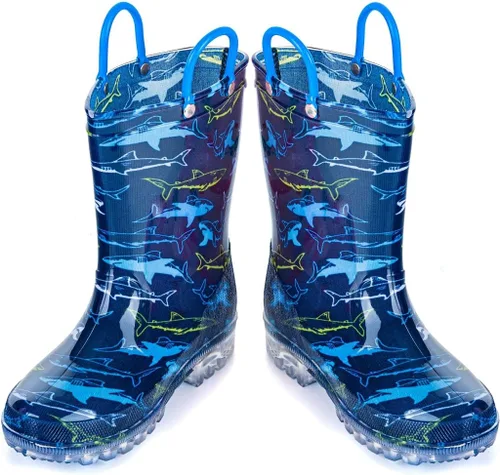 Miniatura 3 de HugRain - Botas de lluvia con luces para niños pequeños