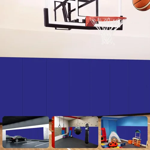 Miniatura 10 de Almohadillas de pared acolchadas para gimnasio, alfombrillas de pared de baloncesto, almohadillas de pared de espuma de 2 pulgadas de grosor, Gris