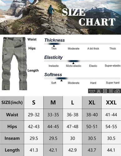 Miniatura 6 de WENRONSTA Pantalones cargo de senderismo para hombre de secado rápido ligeros impermeables 6 bolsillos para exteriores montaña pesca camping