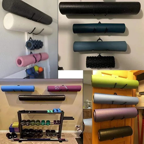 Miniatura 3 de Rodillo de espuma para esterilla de yoga y ganchos para toallero, estante de almacenamiento para colgar correa de yoga y bandas de resistencia en tu