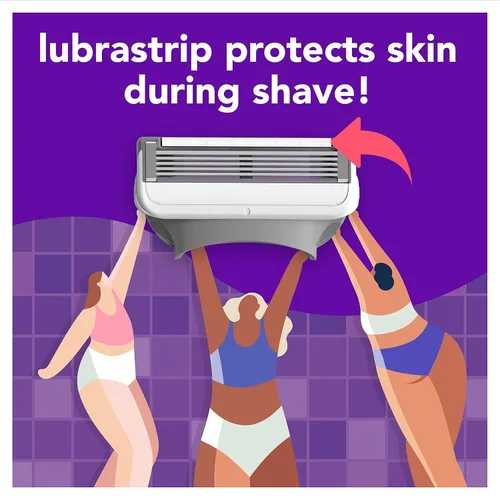 Miniatura 3 de joy Recambios de cuchillas de afeitar para mujer, 8 unidades, morado, Lubrastrip para ayudar a evitar la irritación de la piel